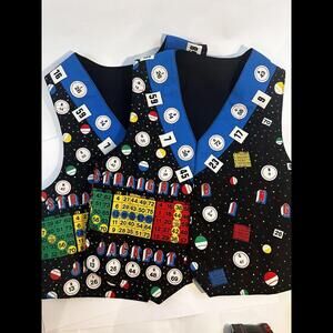 Bingo Vests Large And Small Colorful Black Game Night Spring Industries Pair Vtg